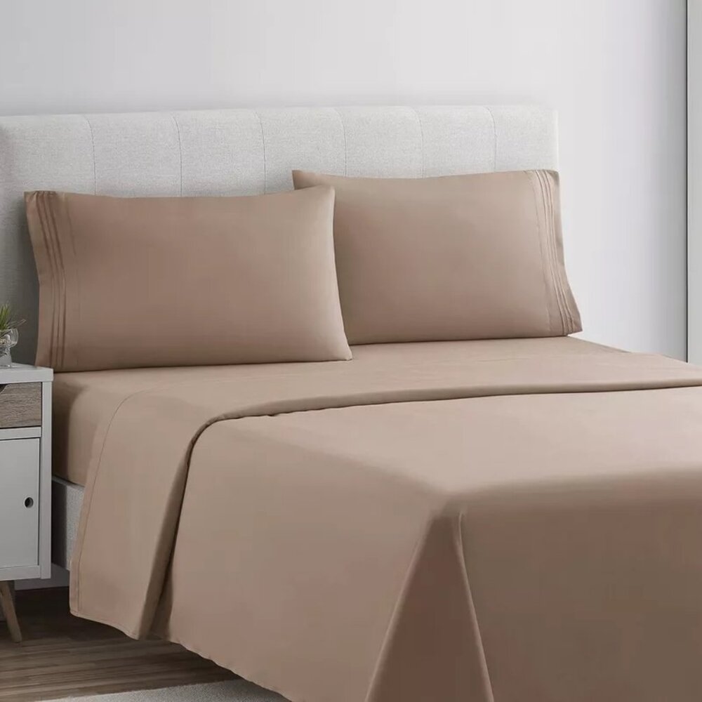 Bed Sheets Set 4 Piece Deep Pocket Full Queen King - Taupe